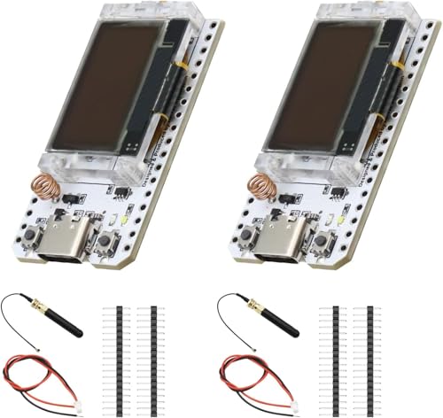 LoRa ESP32 Meshtastic Entwicklungsplatine mit ESP32 V3 LoRa OLED Display und 868 MHz LoRa Antenne und LoRa Case Ensosure Cover TypC Dual-Core IOT Modul 1262 Chip 915MHz für Arduino/Meshtastic(2 Stück) von Binghe