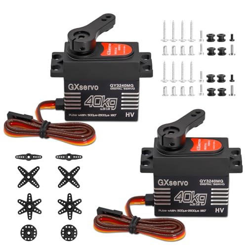 RC 40Kg Digital Servo Binghe 2 Stücke 40KG Servomotor Digitales Motorservo Großes Drehmoment Digital Servo mit Metall-Arm Servo Motor für 1/8 1/10 RC-Car/Roboter/Hubschrauber Kompatibel mit Arduino von Binghe