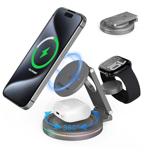 BingoHive 3 in 1 drahtlose Ladestation für iPhone & Apple Watch & AirPods, 360 rotierende 15W Schnellladestation kompatibel mit iPhone 12-16 Serie Zinklegierung Faltbarer Ladestation mit Magnet BingoHive 3 in 1 drahtlose Ladestation für iPhone & Apple Watch & AirPods, 360 rotierende 15W Schnellladestation kompatibel mit iPhone 12-16 Serie Zinklegierung Faltbarer Ladestation mit Magnet von BingoHive