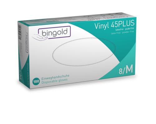 Bingold Einmalhandschuhe Vinyl 45PLUS transparent, Größe M, 100-er Pack Bingold Einmalhandschuhe Vinyl 45PLUS transparent, Größe M, 100-er Pack von BINGOLD