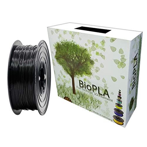 Bio PLA Filament 1,75mm 1kg Spule Full Biologic PLA Filament 1000g für alle 3D Drucker (Schwarz) von BioPLA