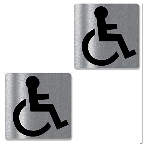 Biomar Labs® 2 Stück Vinyl Behindert Silber Symbol Rollstuhl Aufkleber Autoaufkleber Stickers Auto Moto Motorrad Fahrrad Helm Fenster Tuning B 260 von Biomar Labs