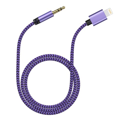 Aux Kabel iPhone Auto,HiFi Lightning auf 3,5mm Audio Kabel für iPhone 14/14 Pro/14 Pro Max/14 Plus/ 13/12 Mini/11/XS/XR/X [MFi Zertifiziert] Lila Adapter für Auto/Kopfhörer/Lautsprecher von Bioonis
