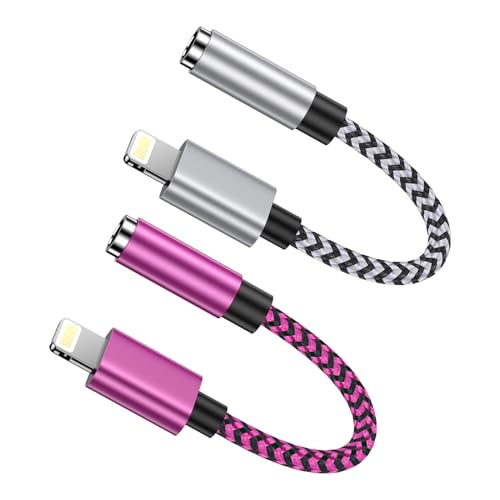 Lightning Auf 3,5mm Klinke, 2Pack iPhone Aux Adapter [MFi Zertifiziert] Audio Dongle Kopfhörerkabel Konverter Kompatibel Mit iPhone 14/14 Pro/14 Pro Max/14 Plus/13/13 Pro/12/11/XR/XS/X/8/7 von Bioonis