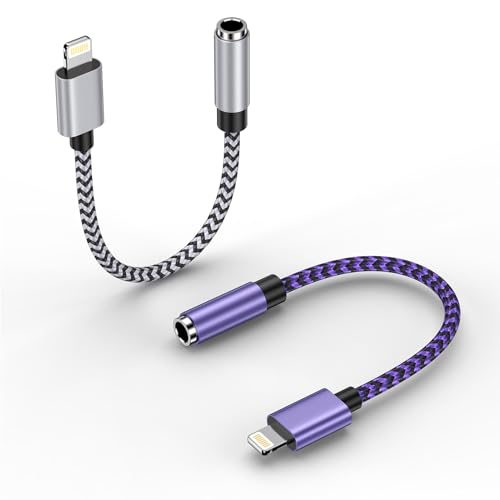 Lightning auf 3,5mm Klinke [MFi Zertifiziert] iPhone Aux Adapter,2Pack iPhone Aux Audio Dongle Kopfhörerkabel Konverter Kompatibel mit iPhone 14/14 Pro/14 Pro Max/13/13 Pro/12/11/XR/XS/X/8/7 von Bioonis
