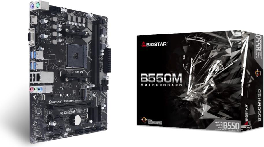 Biostar B550MH 3.0 - AMD - Socket AM4 - DDR4-SDRAM - 64 GB - DIMM - 2133,2400,2667,2933,3200,3600,3800,4000,4400,4600,4933 MHz (B550MH 3.0) von Biostar