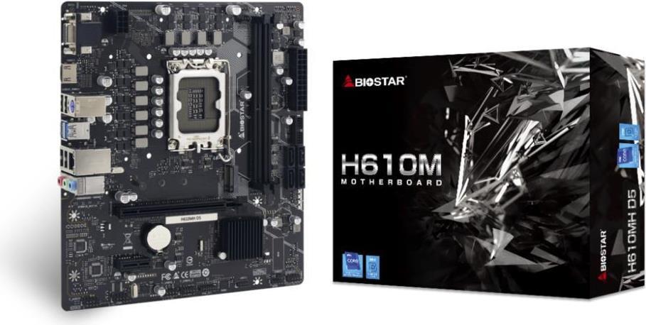 Biostar H610MH D5 - Intel - LGA 1700 - Intel® Celeron® - Intel® Core i3 - Intel Core i3 12th Gen - Intel® Core i5 - Intel Core i5... - DDR5-SDRAM - 96 GB - DIMM (H610MH D5) von Biostar