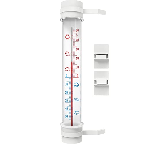 Bioterm Window Thermometer Outdoor with Glue Sticks – 45 °C to + 50 °C Analogue 29 cm Long (Brown) von Bioterm