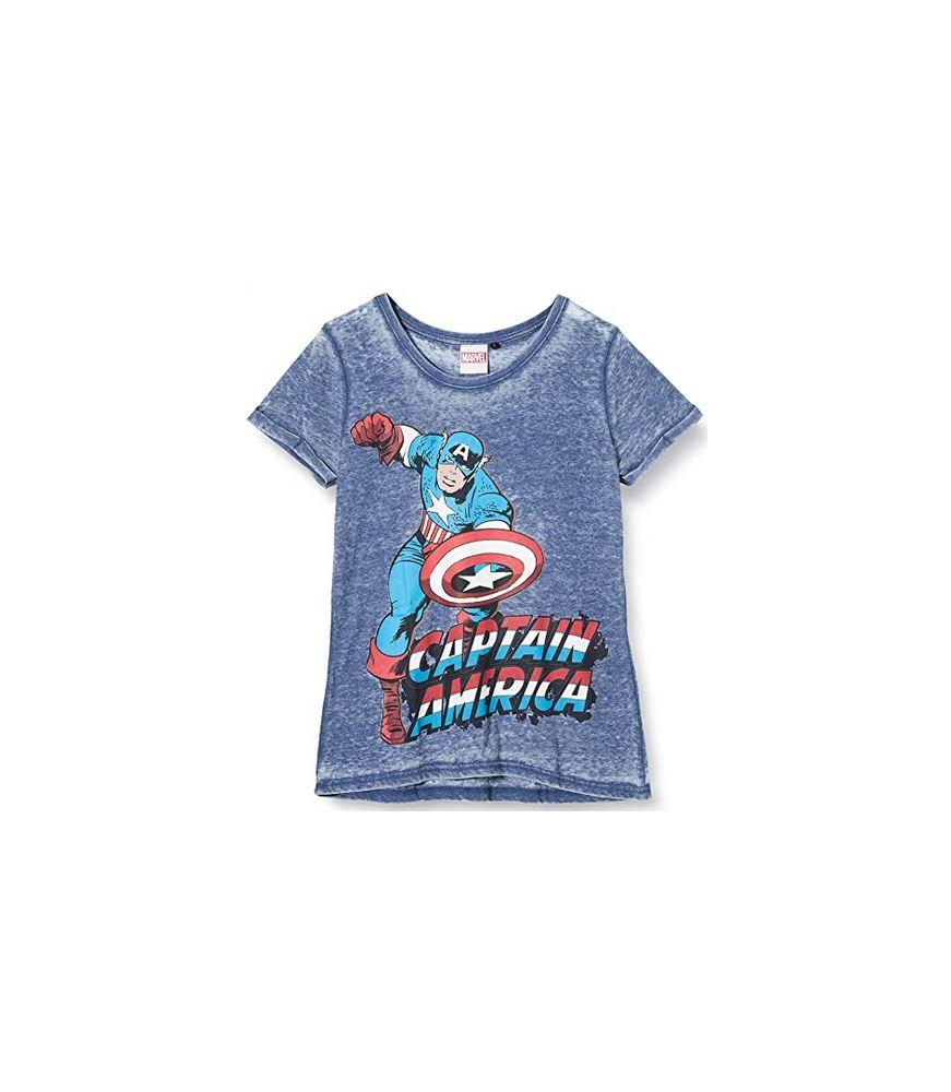 Captain america Burnout Washed Girl-Shirt blau L von Bioworld