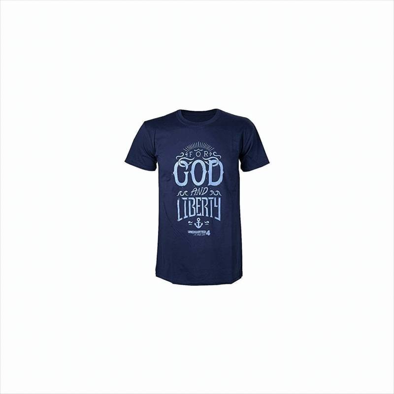 Uncharted 4 Herren T-Shirt For God and Liberty XXL Blau von Bioworld