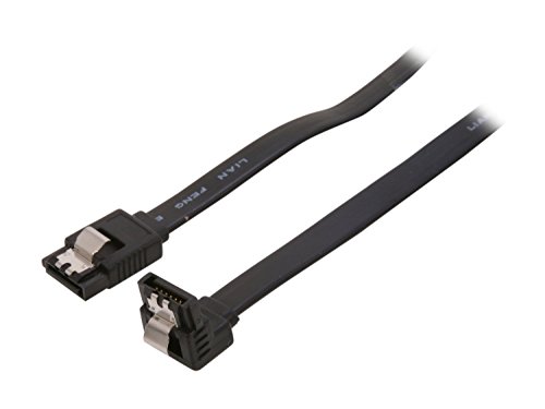 Bipra SATA III (SATA 3) Kabel schwarz mit Verriegelungsriegel gerade nach rechtwinklig 90 Grad | kompatibel bis S-ATA/600 | Serial ATA | 1,5 GBs/3 GBs/6 GB (abwärtskompatibel ) | S-ATA Kabel l kompatibel mit Sata I und Sata II (45 cm) (1 Pack_Sata) Kabel_90 Grad_Schwarz 45 cm) von Bipra