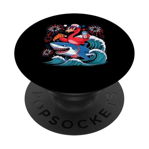 Flamingo Riding Shark With Beer Pizza 4th Of July Patriotic PopSockets Klebender PopGrip Flamingo Riding Shark With Beer Pizza 4th Of July Patriotic PopSockets Klebender PopGrip von Bird 4th Of July Costume