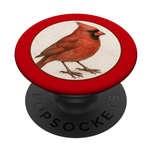 Buntes Retro-Design mit nördlichem Kardinal PopSockets Klebender PopGrip Buntes Retro-Design mit nördlichem Kardinal PopSockets Klebender PopGrip von Bird Fan