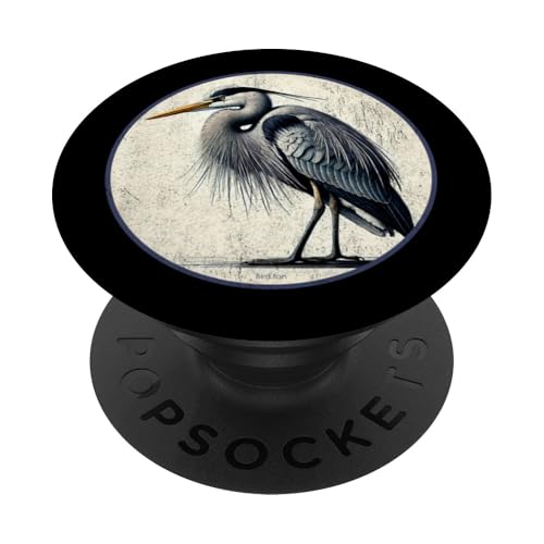 Buntes Retro-Reiher-Vogel-Design PopSockets Klebender PopGrip Buntes Retro-Reiher-Vogel-Design PopSockets Klebender PopGrip von Bird Fan