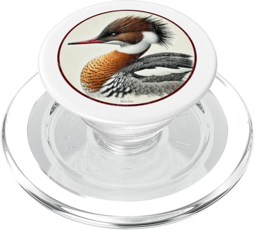 Buntes Retro-Vogel-Design mit roten Brüsten PopSockets PopGrip für MagSafe von Bird Fan