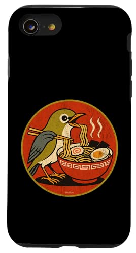Lustiges Ramen-Vogelmotiv im Retro-Look Hülle für iPhone SE (2020) / 7 / 8 von Bird Fan