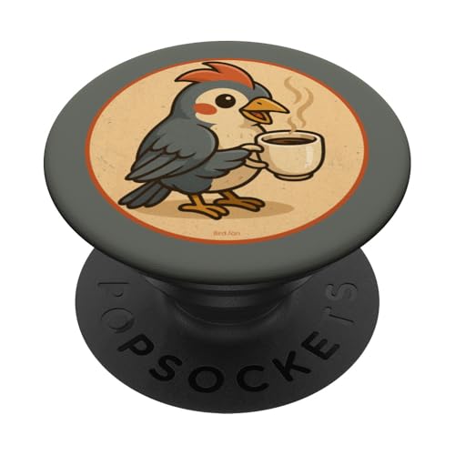 Lustiges Retro-Kaffee-Vogel-Design PopSockets Klebender PopGrip Lustiges Retro-Kaffee-Vogel-Design PopSockets Klebender PopGrip von Bird Fan
