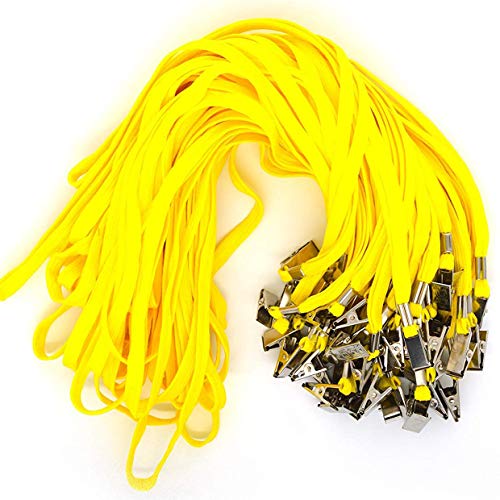 Bird FIY 50 PCS Baumwolle Lanyard Bulldog Clip 32 flach Braid Umhängeband für ID Karten/Buttons gelb Bird FIY 50 PCS Baumwolle Lanyard Bulldog Clip 32 flach Braid Umhängeband für ID Karten/Buttons gelb von Bird Fiy