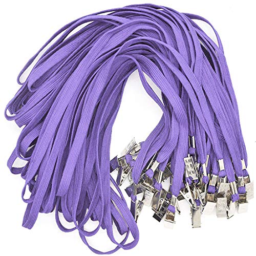 Bird FIY 50 PCS Baumwolle Lanyard Bulldog Clip 32 flach Braid Umhängeband für ID Karten/Buttons violett von Bird Fiy