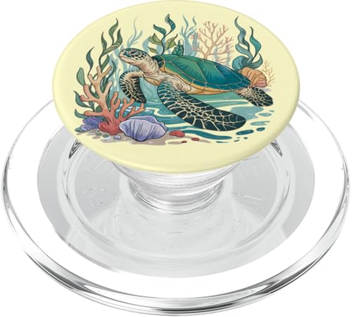 Anmutige Meeresschildkröte in Korallenriff-Marine-Wildtieren PopSockets PopGrip für MagSafe von Birdsnstuff (Anjeanette Hail)