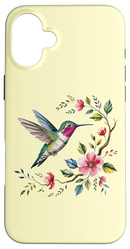 Aquarell Kolibri & Floral Botanical Art Hülle für iPhone 16 Plus von Birdsnstuff (Anjeanette Hail)