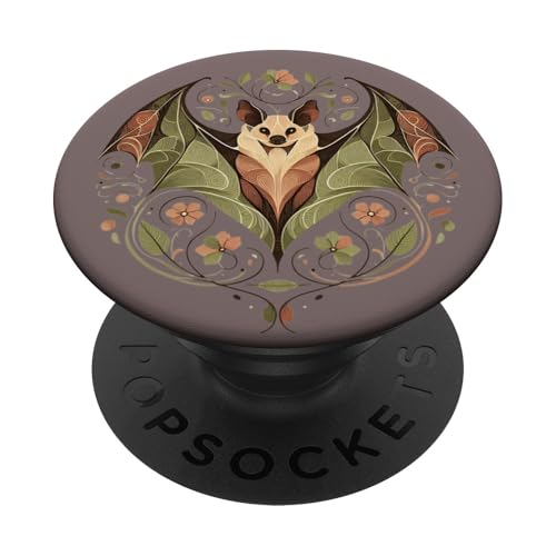 Botanische Naturkunst-Illustration der großen braunen Fledermaus PopSockets Klebender PopGrip von Birdsnstuff (Anjeanette Hail)