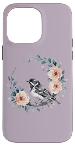 Botanischer Schwarz-Weiß-Warbler Vogel Natur Kunst Hülle für iPhone 14 Pro Max von Birdsnstuff (Anjeanette Hail)