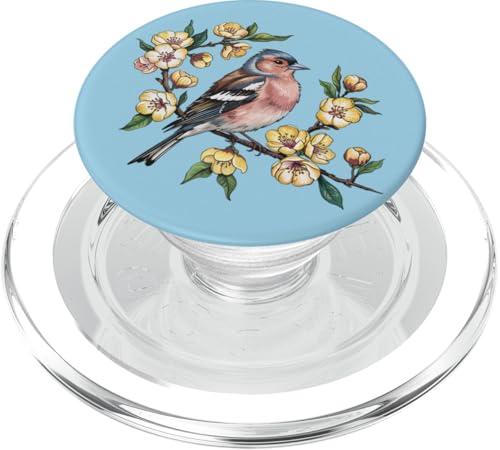 Buchfinke ruht auf gelber Blüte Natur Vogelkunst PopSockets PopGrip für MagSafe von Birdsnstuff (Anjeanette Hail)