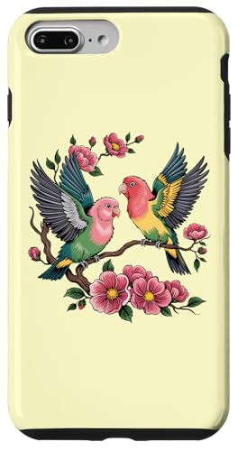 Bunte Lovebirds auf Blumenzweig-Illustration Hülle für iPhone 7 Plus/8 Plus von Birdsnstuff (Anjeanette Hail)