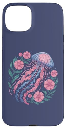 Bunte Quallen und Wildblumen, Meerestiere Hülle für iPhone 15 Plus von Birdsnstuff (Anjeanette Hail)