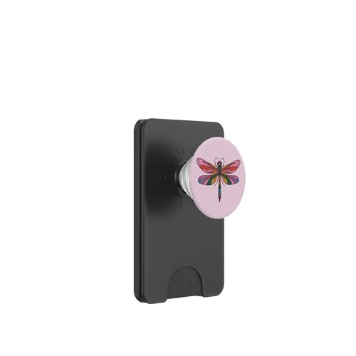 Bunte symmetrische Libelle mit aufwendigen Flügeln PopSockets PopWallet für MagSafe von Birdsnstuff (Anjeanette Hail)