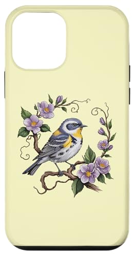Gelb-Rumped Warbler auf Ast mit Blüten Natur Kunst Hülle für iPhone 12 mini von Birdsnstuff (Anjeanette Hail)