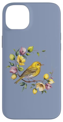 Gelber Warbler mit Wildblumen im Frühling Hülle für iPhone 14 Plus von Birdsnstuff (Anjeanette Hail)
