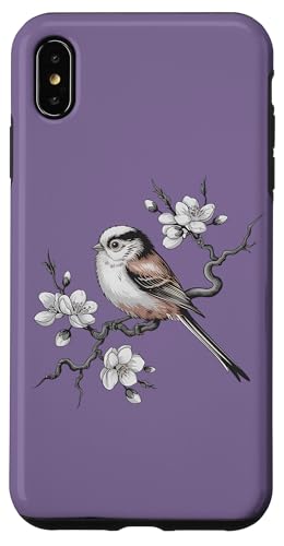 Langschwanzmeise Vogel auf blühendem Ast Natur Kunst Hülle für iPhone XS Max von Birdsnstuff (Anjeanette Hail)