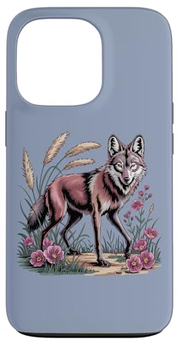 Mähnenwolf in Wildblumen und hohem Präriegras Hülle für iPhone 13 Pro von Birdsnstuff (Anjeanette Hail)