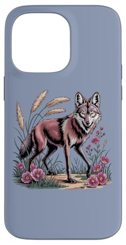 Mähnenwolf in Wildblumen und hohem Präriegras Hülle für iPhone 14 Pro Max von Birdsnstuff (Anjeanette Hail)