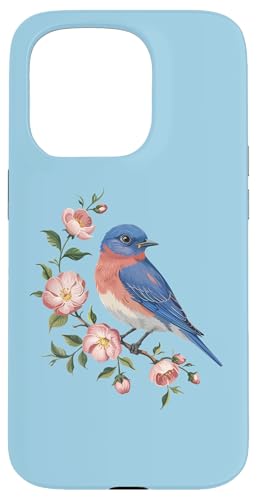 Östlicher Bluebird mit Blüten Vogel Natur Kunst Hülle für iPhone 15 Pro von Birdsnstuff (Anjeanette Hail)