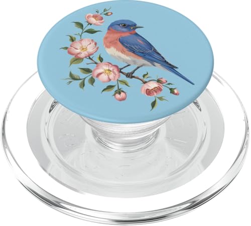 Östlicher Bluebird mit Blüten Vogel Natur Kunst PopSockets PopGrip für MagSafe von Birdsnstuff (Anjeanette Hail)