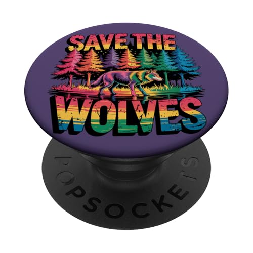 Rettet die Wölfe, Regenbogenwald, Kunstschutz PopSockets Klebender PopGrip von Birdsnstuff (Anjeanette Hail)