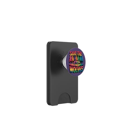 Rettet die Wölfe, Regenbogenwald, Kunstschutz PopSockets PopWallet für MagSafe von Birdsnstuff (Anjeanette Hail)