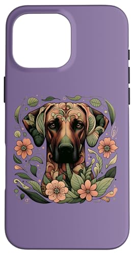 Rhodesian Ridgeback Hund Botanische Natur Illustration Hülle für iPhone 16 Pro Max von Birdsnstuff (Anjeanette Hail)