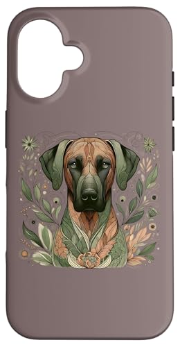 Rhodesian Ridgeback Hund Botanische Natur Illustration Hülle für iPhone 16 von Birdsnstuff (Anjeanette Hail)