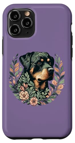 Rottweiler Hund Botanical Nature Inspired Illustration Hülle für iPhone 11 Pro von Birdsnstuff (Anjeanette Hail)