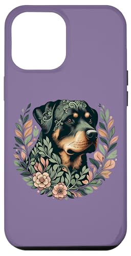Rottweiler Hund Botanical Nature Inspired Illustration Hülle für iPhone 12 Pro Max von Birdsnstuff (Anjeanette Hail)
