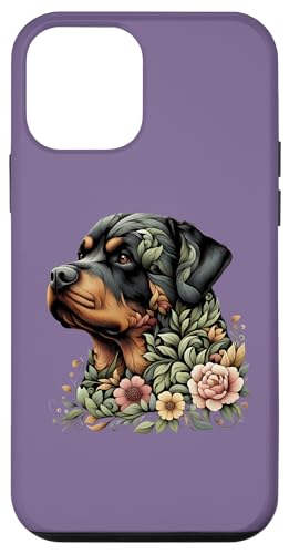 Rottweiler Hund Botanical Nature Inspired Illustration Hülle für iPhone 12 mini von Birdsnstuff (Anjeanette Hail)