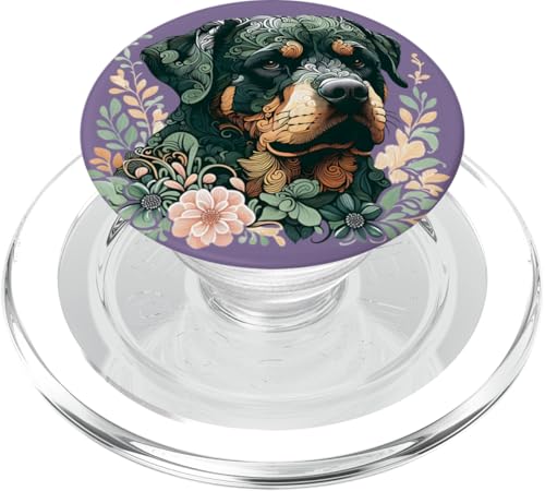 Rottweiler Hund Botanical Nature Inspired Illustration PopSockets PopGrip für MagSafe von Birdsnstuff (Anjeanette Hail)