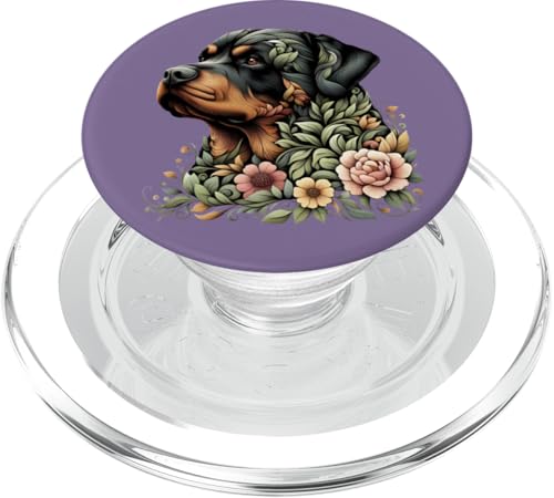 Rottweiler Hund Botanical Nature Inspired Illustration PopSockets PopGrip für MagSafe von Birdsnstuff (Anjeanette Hail)