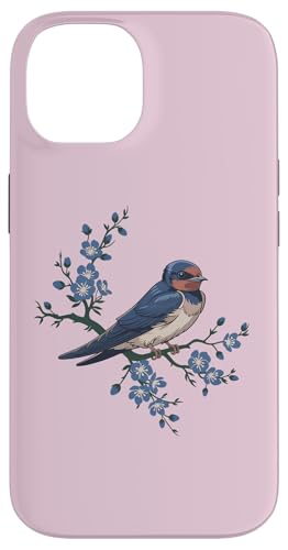 Scheunenschwalbe auf blühendem Blumenzweig, Vogelkunst Hülle für iPhone 14 von Birdsnstuff (Anjeanette Hail)
