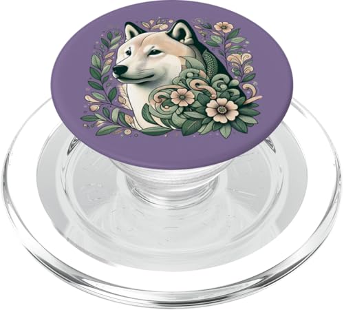 Shiba Inu Hund Botanische Natur inspirierte Illustration PopSockets PopGrip für MagSafe von Birdsnstuff (Anjeanette Hail)