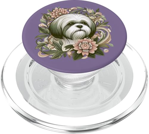 Shih Tzu Hund Botanische Natur inspirierte Illustration PopSockets PopGrip für MagSafe von Birdsnstuff (Anjeanette Hail)